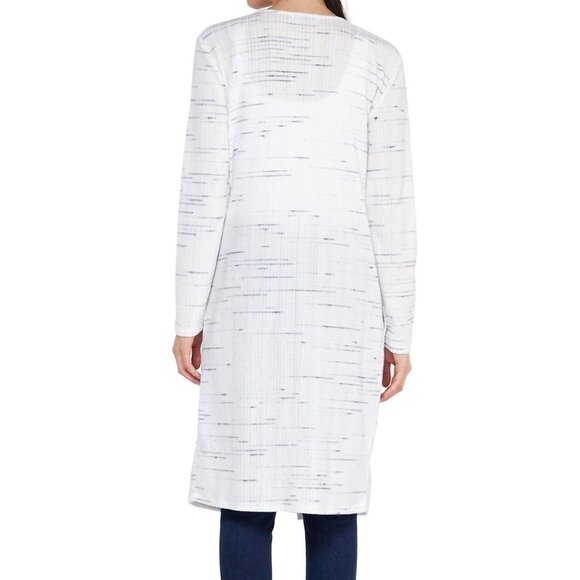 ANTHROPOLOGIE SATURDAY SUNDAY White + Gray Ribbed Knit Open-Front Cardigan XS - Picture 2 of 10